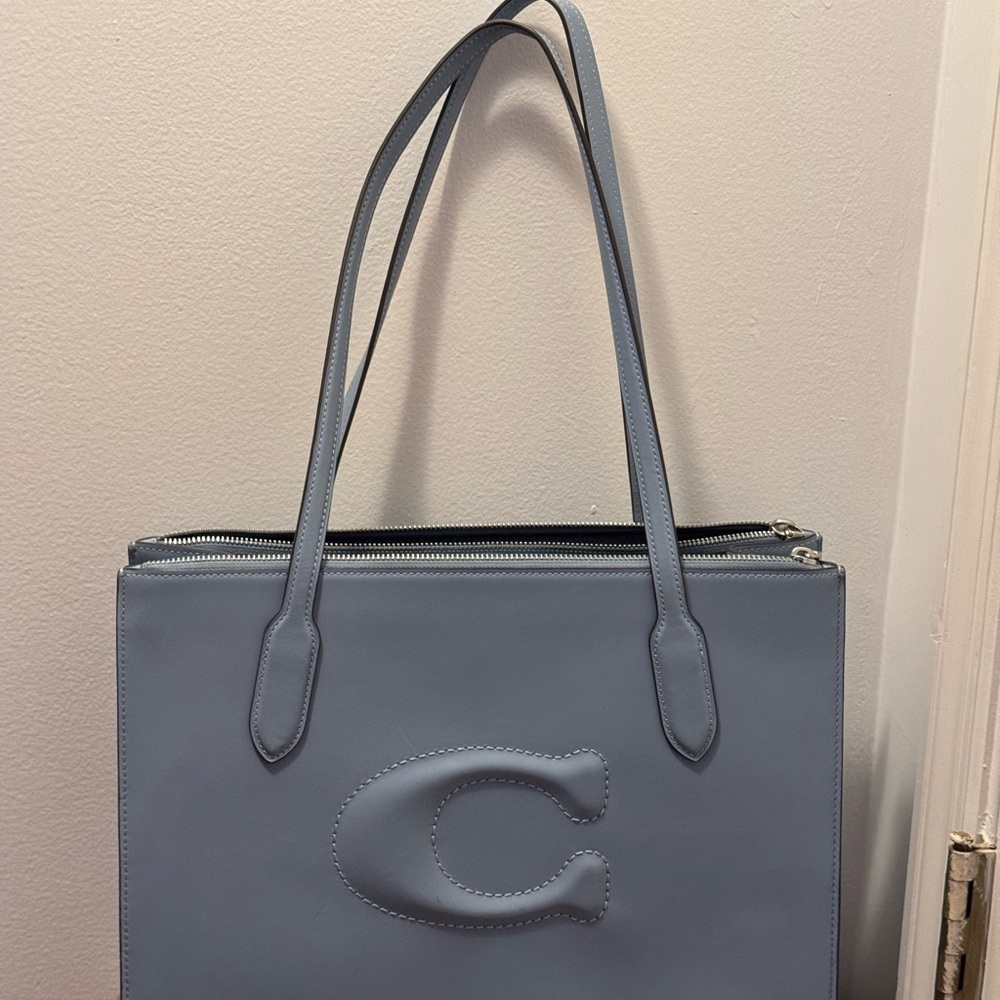 Coach Blue Tote Bag with Structured Design